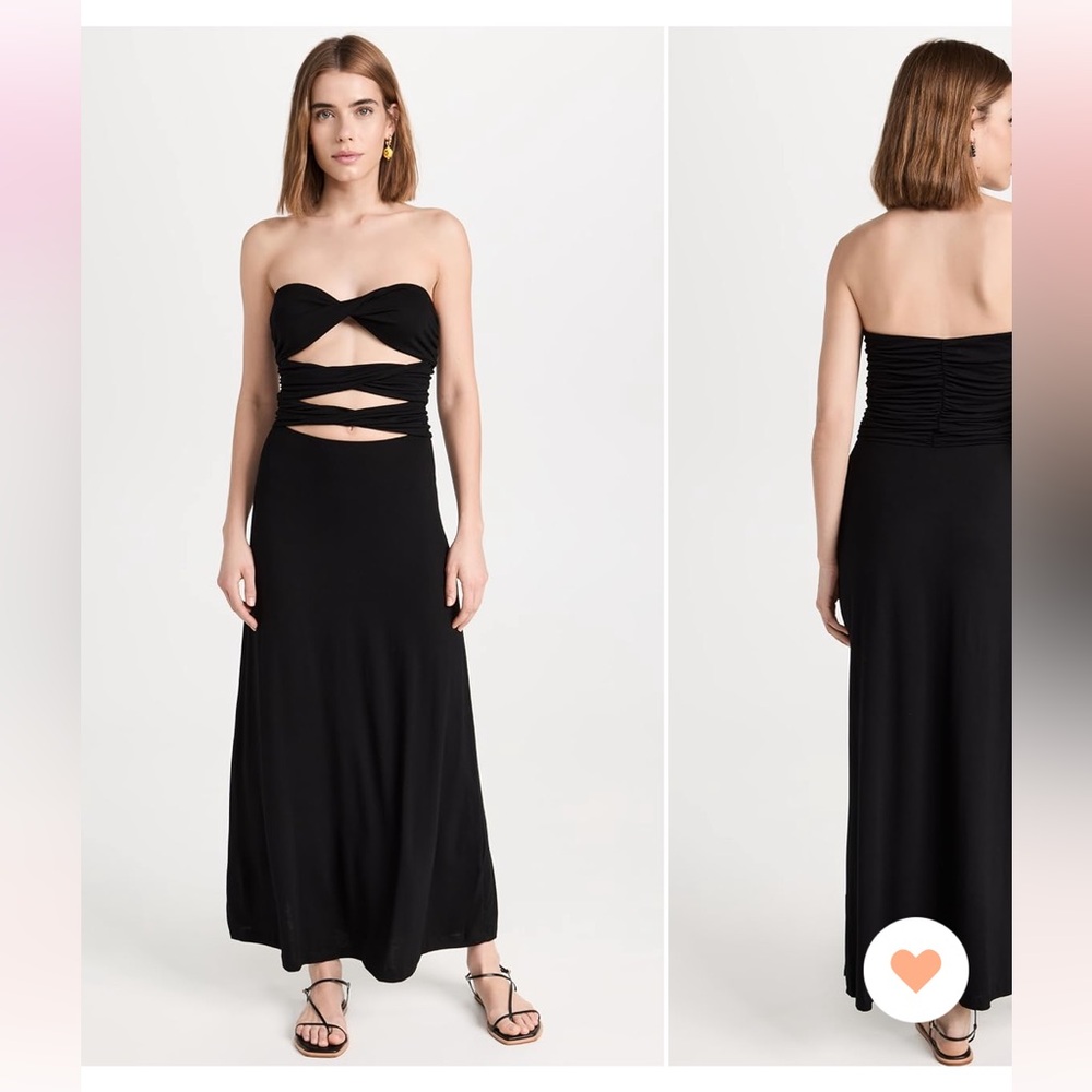 Free People Black Strapless Cutout Midi Dress